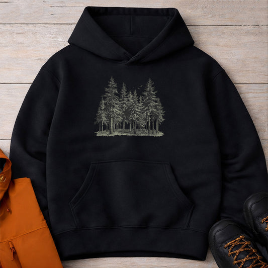 Forest Hoodie – Unisex Pine Tree Camping Sweatshirt