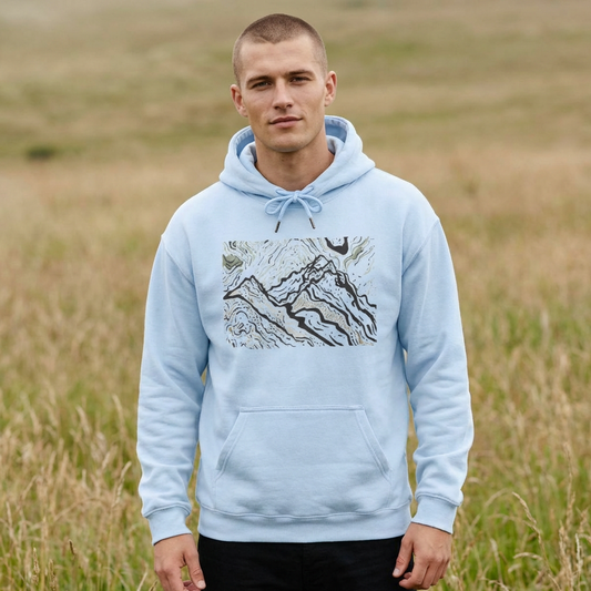 Abstract Mountain Hoodie – Unisex Modern Camping Sweatshirt