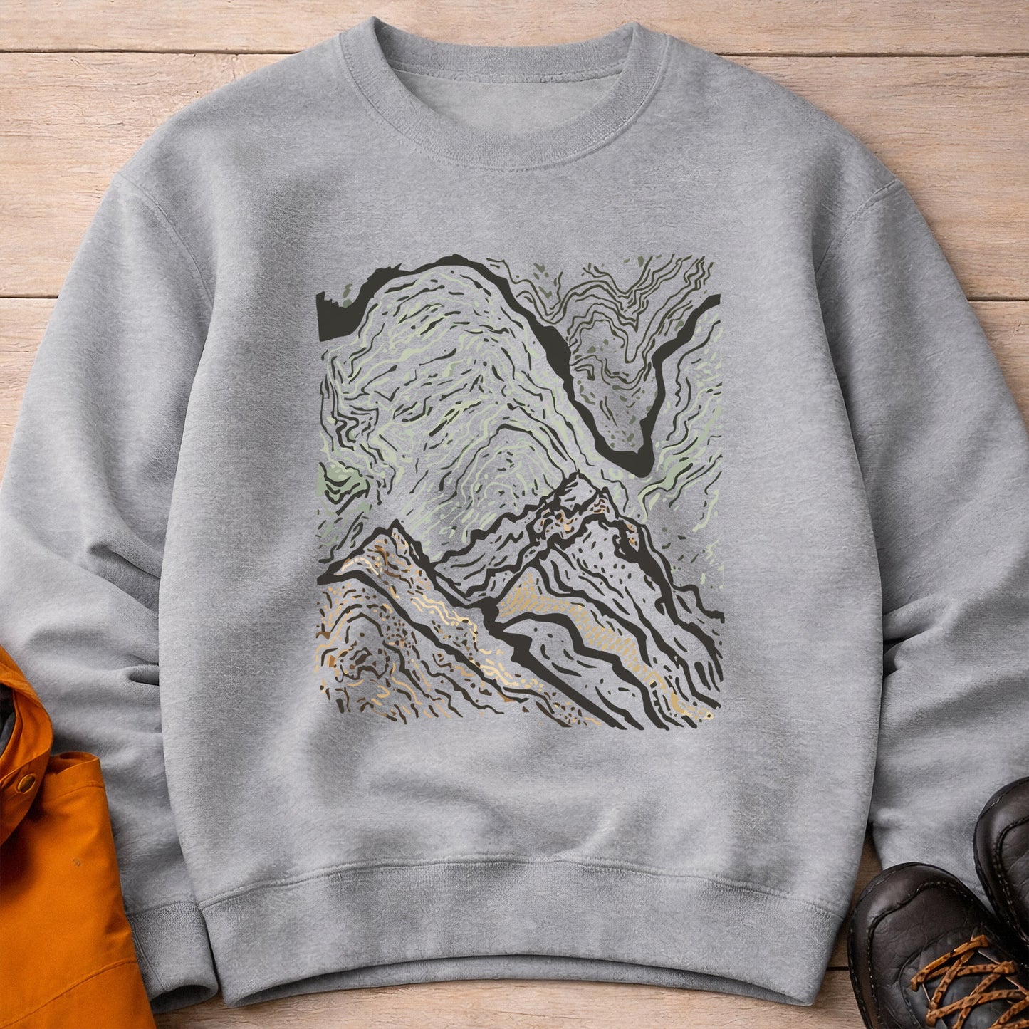 Topographic Map Crewneck – Unisex Hiking Sweatshirt