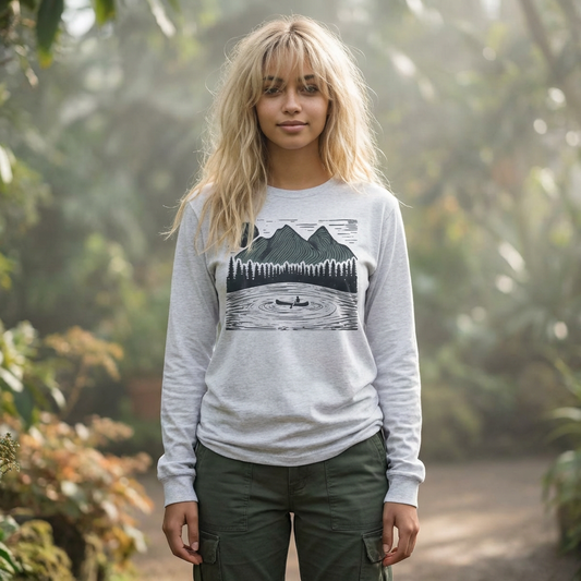 Mountain Lake Long Sleeve Shirt - Canoe Adventure Tee