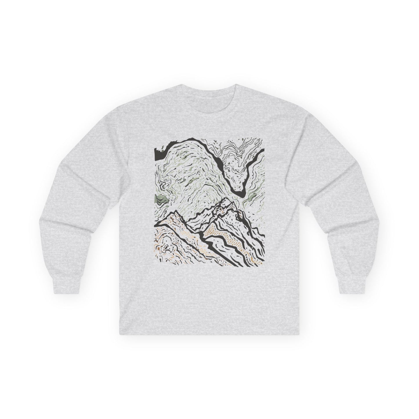 Topographic Map Long Sleeve Shirt - Hiking Trail Tee