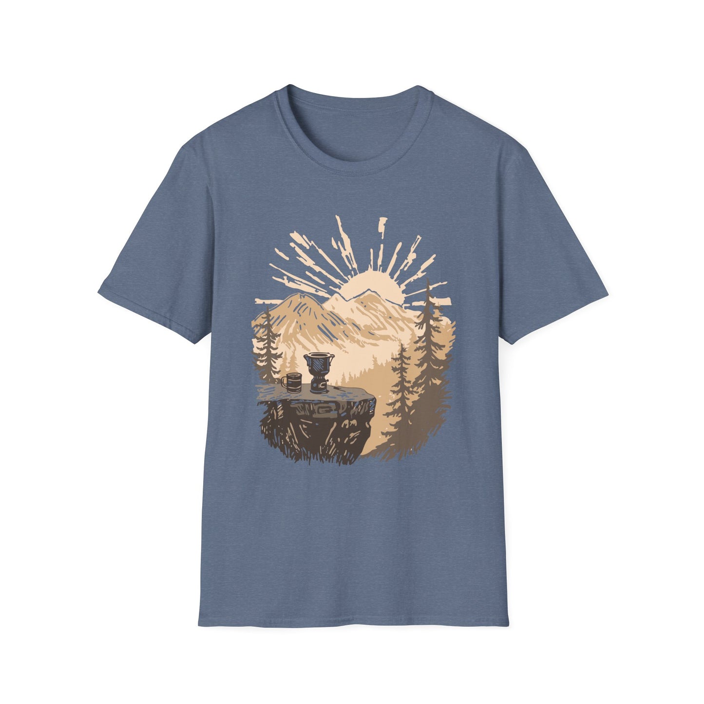Morning Brew with a View – Sunrise Mountain Coffee T-Shirt