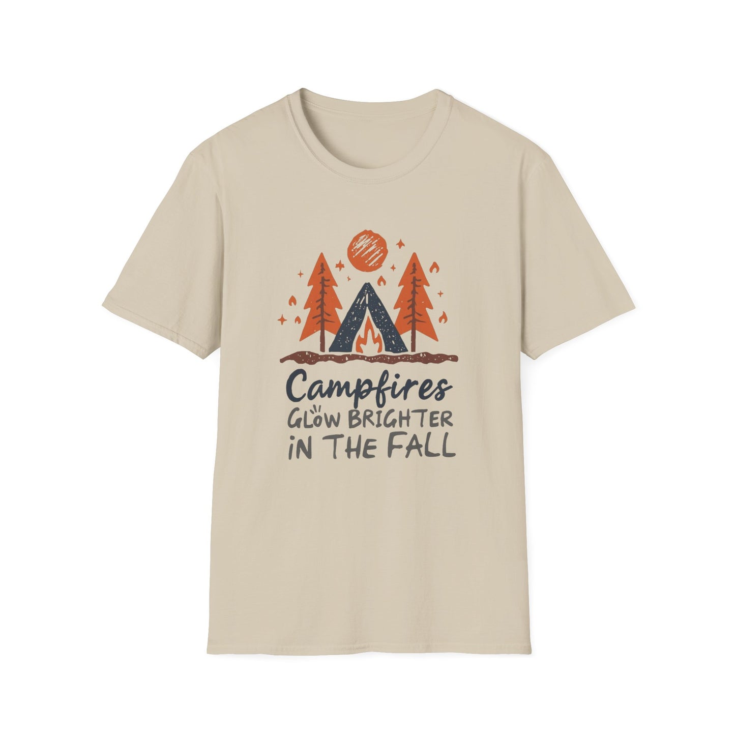 'Campfire glow brighter in the fall' Camping T-Shirt