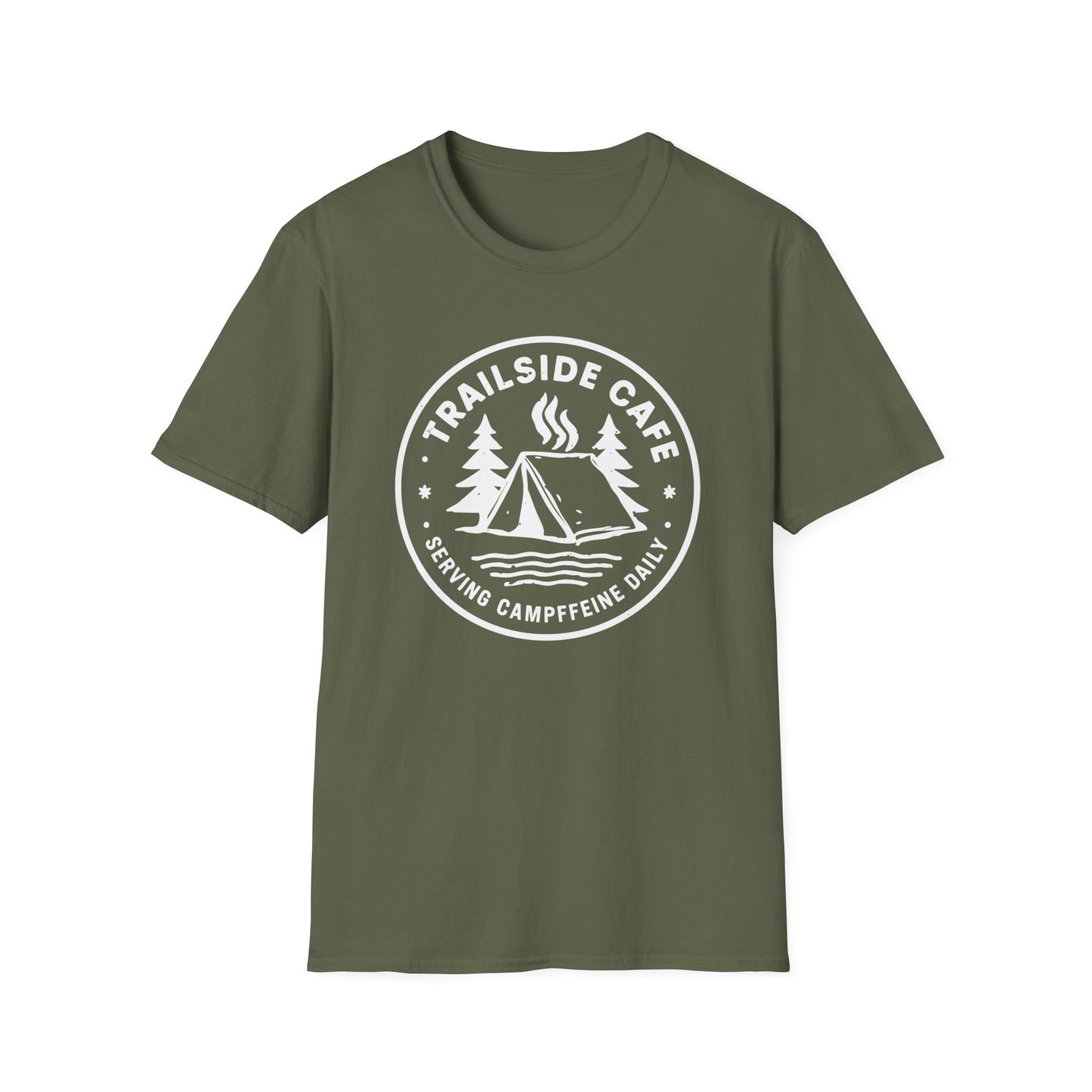 'Trailside Café – Serving Campffeine Daily' T-Shirt