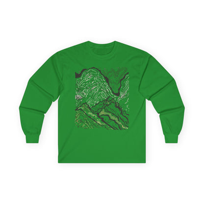 Topographic Map Long Sleeve Shirt - Hiking Trail Tee