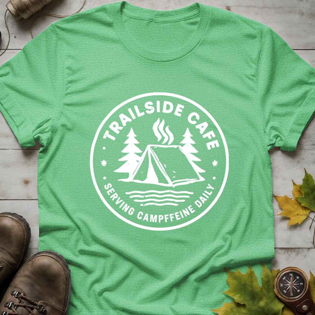 'Trailside Café – Serving Campffeine Daily' T-Shirt