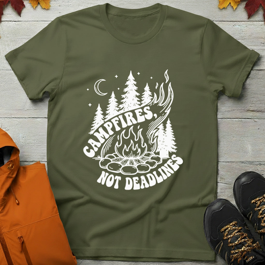 'Campfires, Not Deadlines' T-Shirt