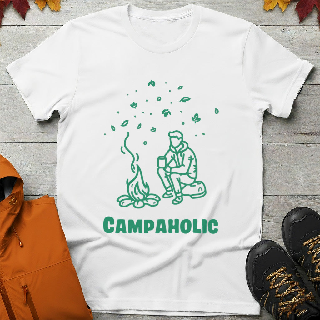 Campaholic – Funny Camping & Coffee Lover T-Shirt