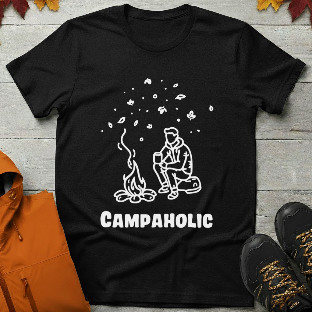 Campaholic – Funny Camping & Coffee Lover T-Shirt