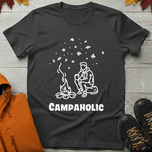 Campaholic – Funny Camping & Coffee Lover T-Shirt