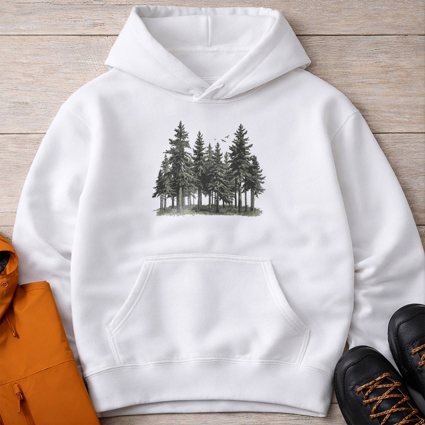 Forest Hoodie – Unisex Pine Tree Camping Sweatshirt