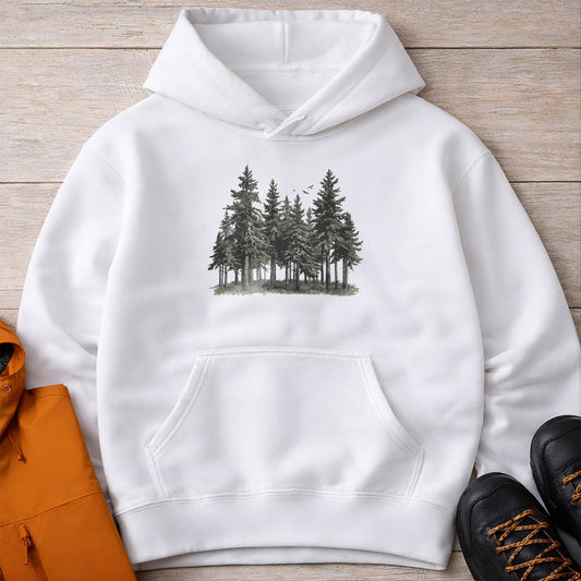 Forest Hoodie – Unisex Pine Tree Camping Sweatshirt