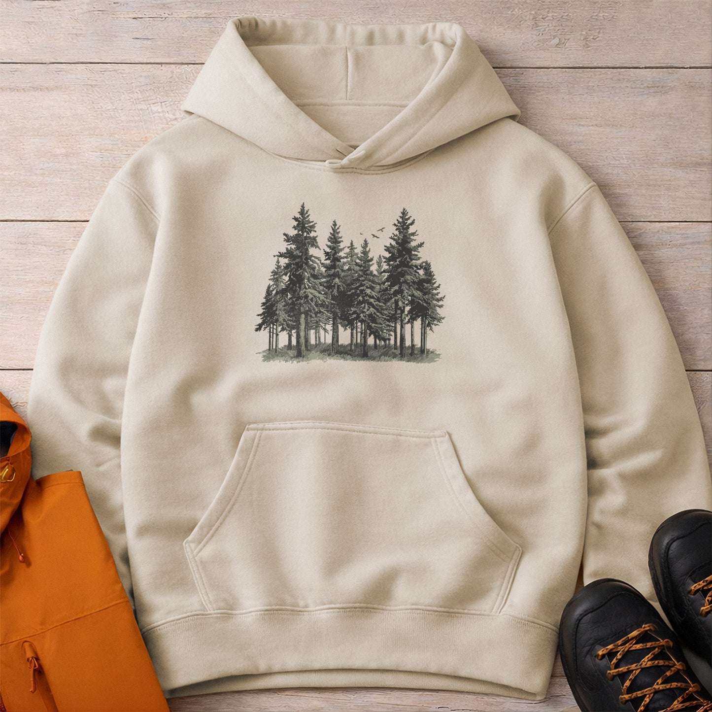 Forest Hoodie – Unisex Pine Tree Camping Sweatshirt