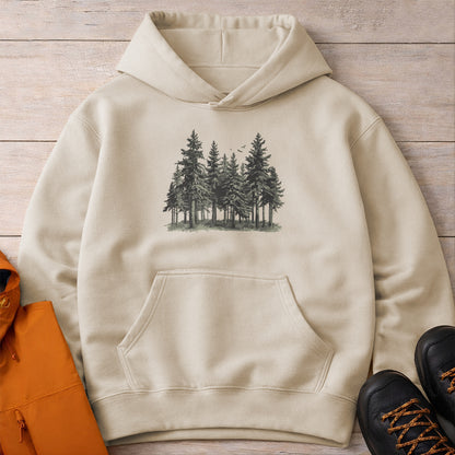 Forest Hoodie – Unisex Pine Tree Camping Sweatshirt