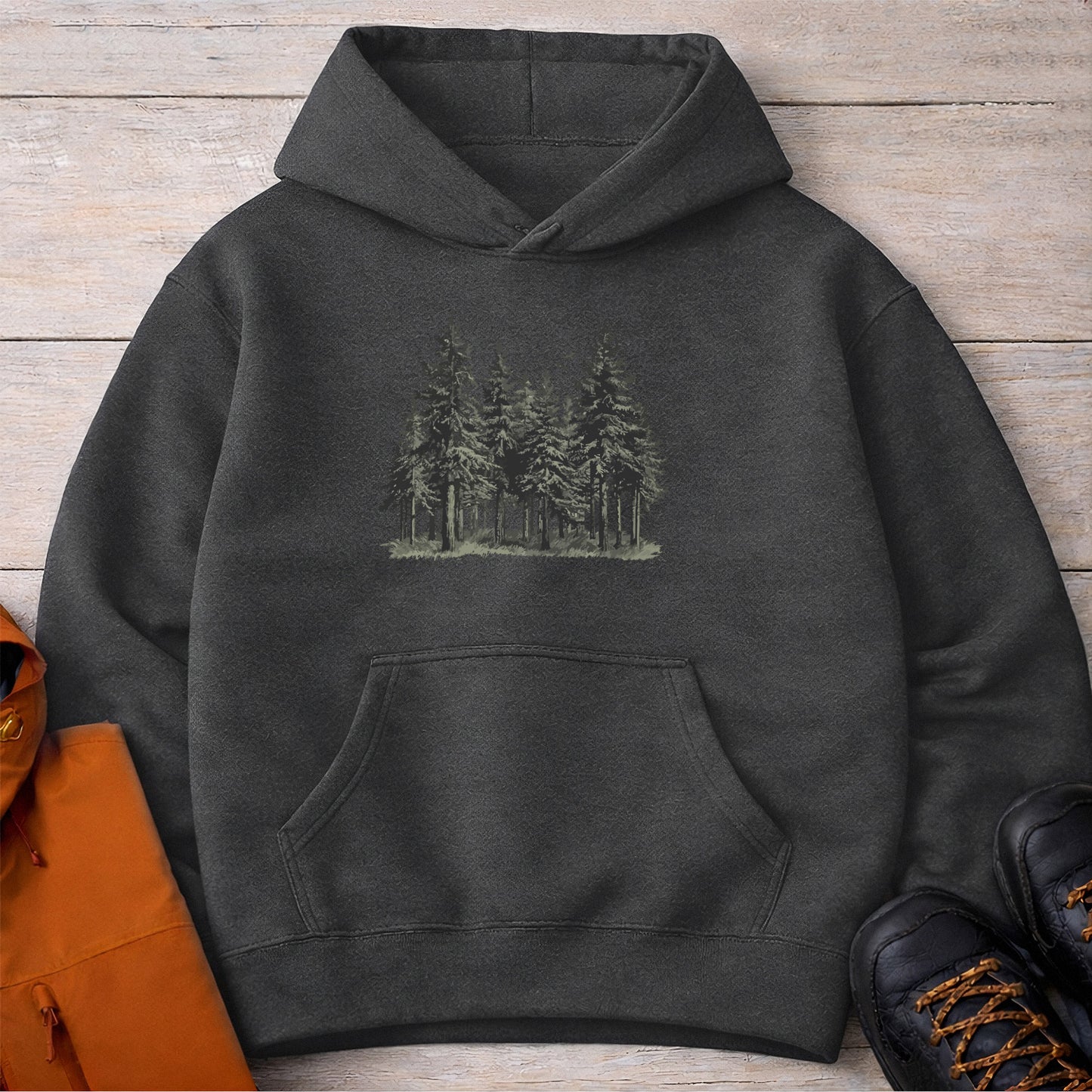 Forest Hoodie – Unisex Pine Tree Camping Sweatshirt