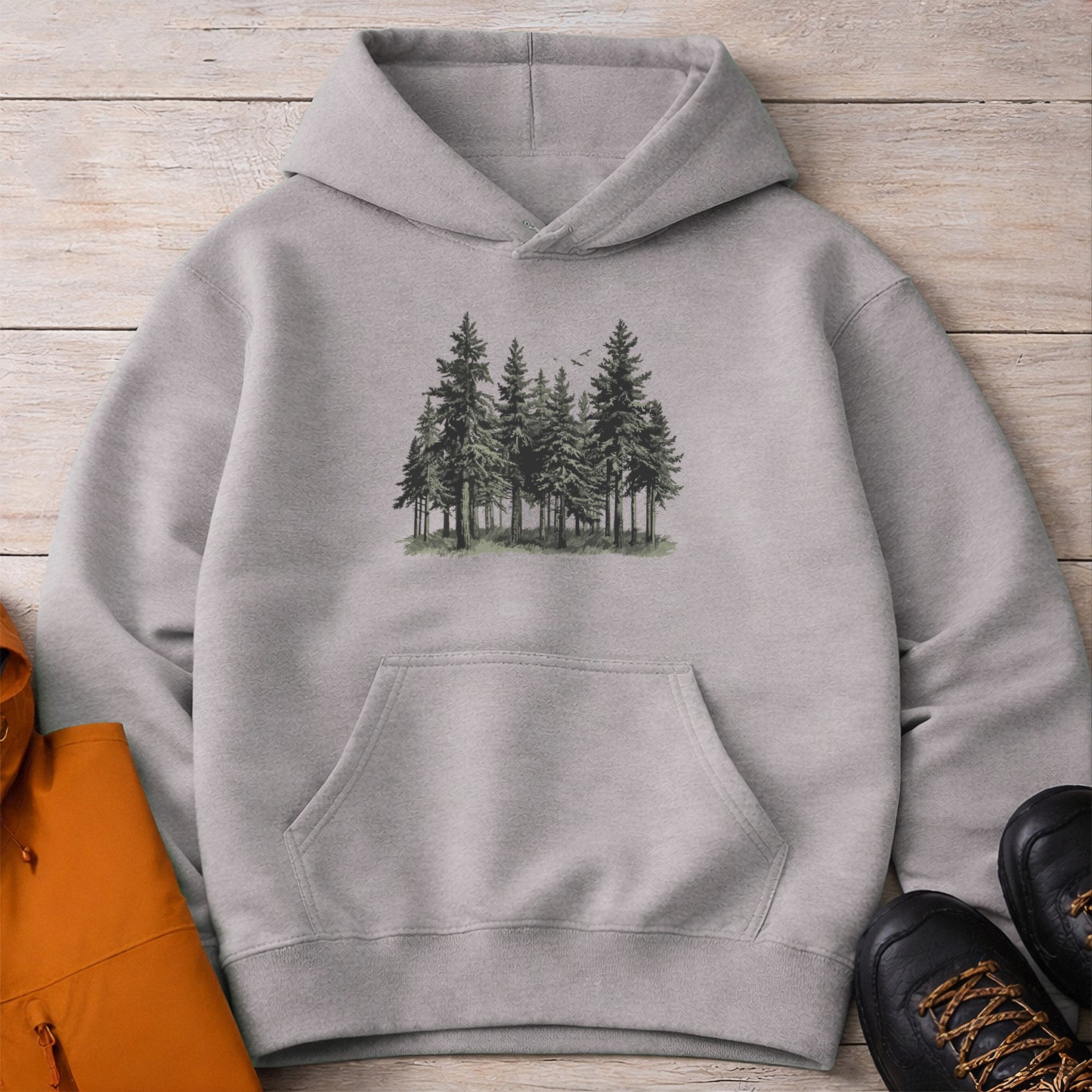 Forest Hoodie – Unisex Pine Tree Camping Sweatshirt
