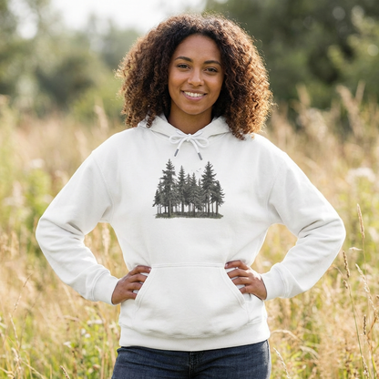 Forest Hoodie – Unisex Pine Tree Camping Sweatshirt