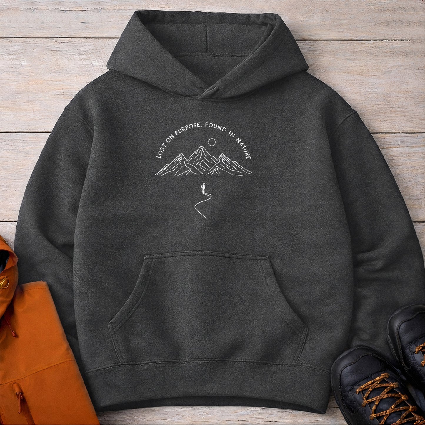 Lost On Purpose Hoodie – Unisex Mountain Camping Sweatshirt