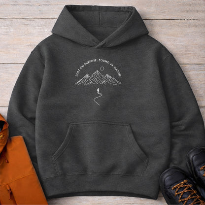 Lost On Purpose Hoodie – Unisex Mountain Camping Sweatshirt
