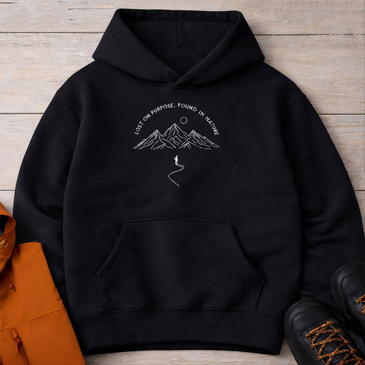 Lost On Purpose Hoodie – Unisex Mountain Camping Sweatshirt