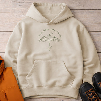 Lost On Purpose Hoodie – Unisex Mountain Camping Sweatshirt