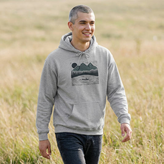 Mountain Lake Hoodie – Unisex Canoe Camping Sweatshirt