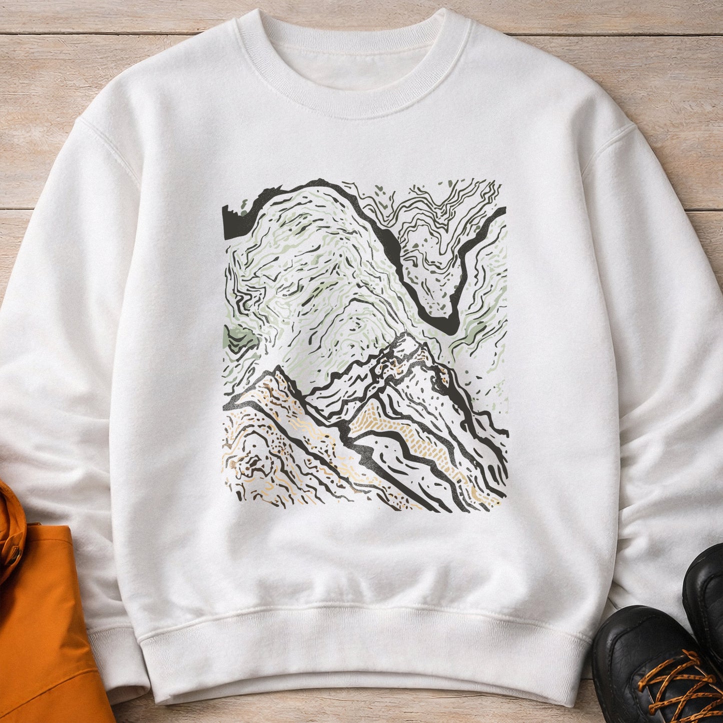 Topographic Map Crewneck – Unisex Hiking Sweatshirt