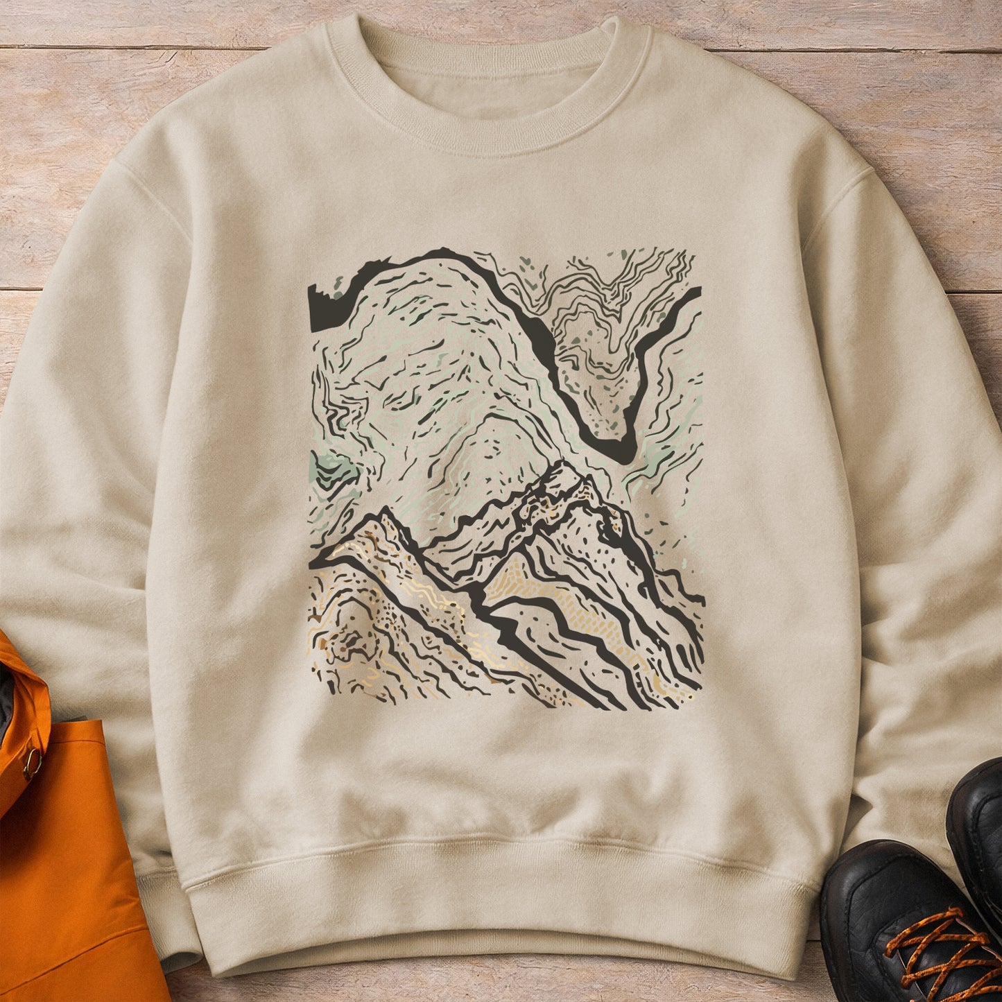 Topographic Map Crewneck – Unisex Hiking Sweatshirt
