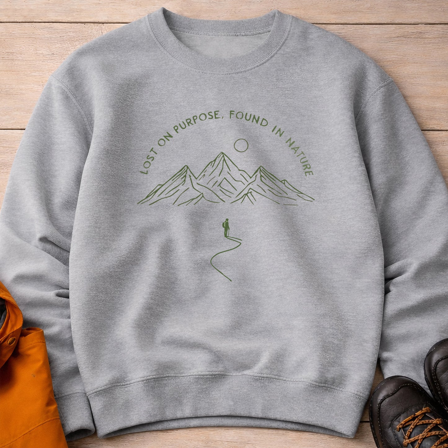 Lost on Purpose Crewneck – Unisex Mountain Sweatshirt