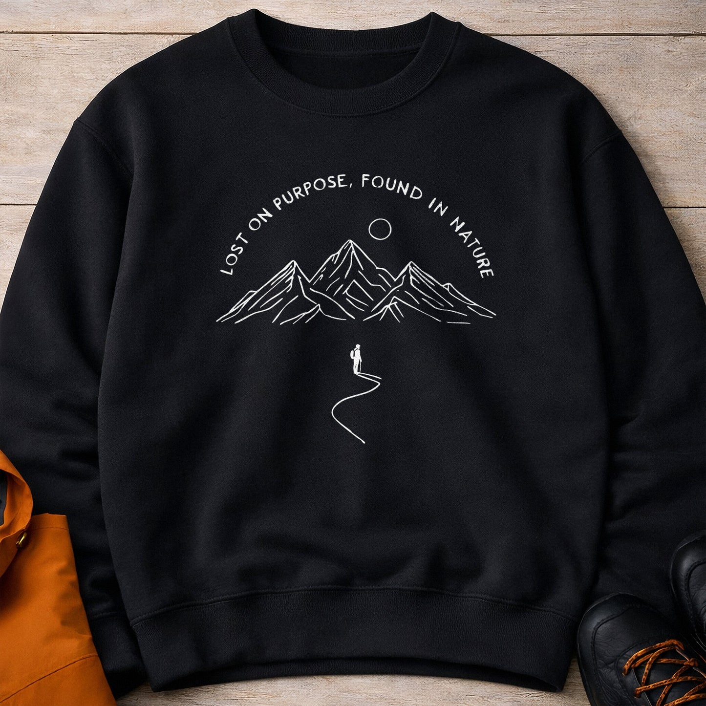 Lost on Purpose Crewneck – Unisex Mountain Sweatshirt