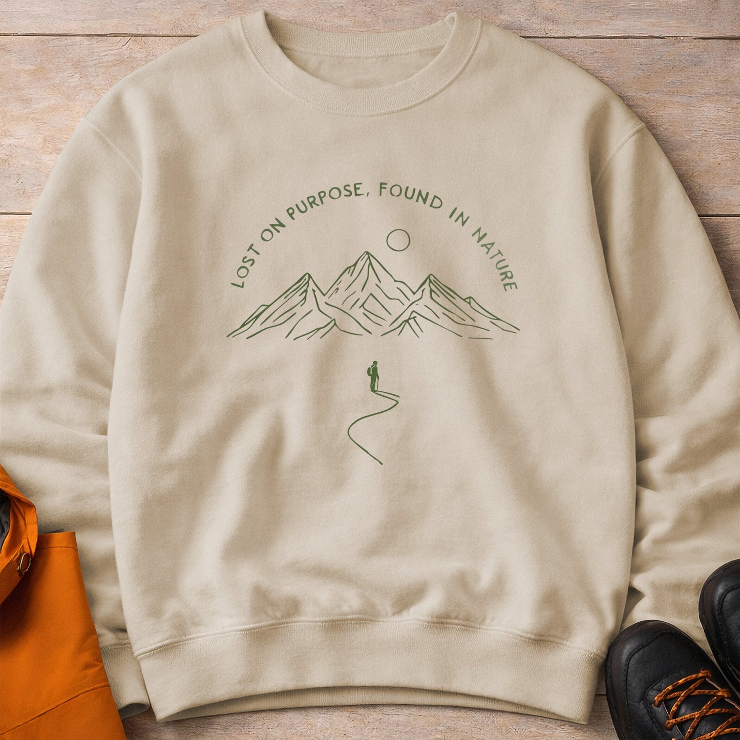 Lost on Purpose Crewneck – Unisex Mountain Sweatshirt