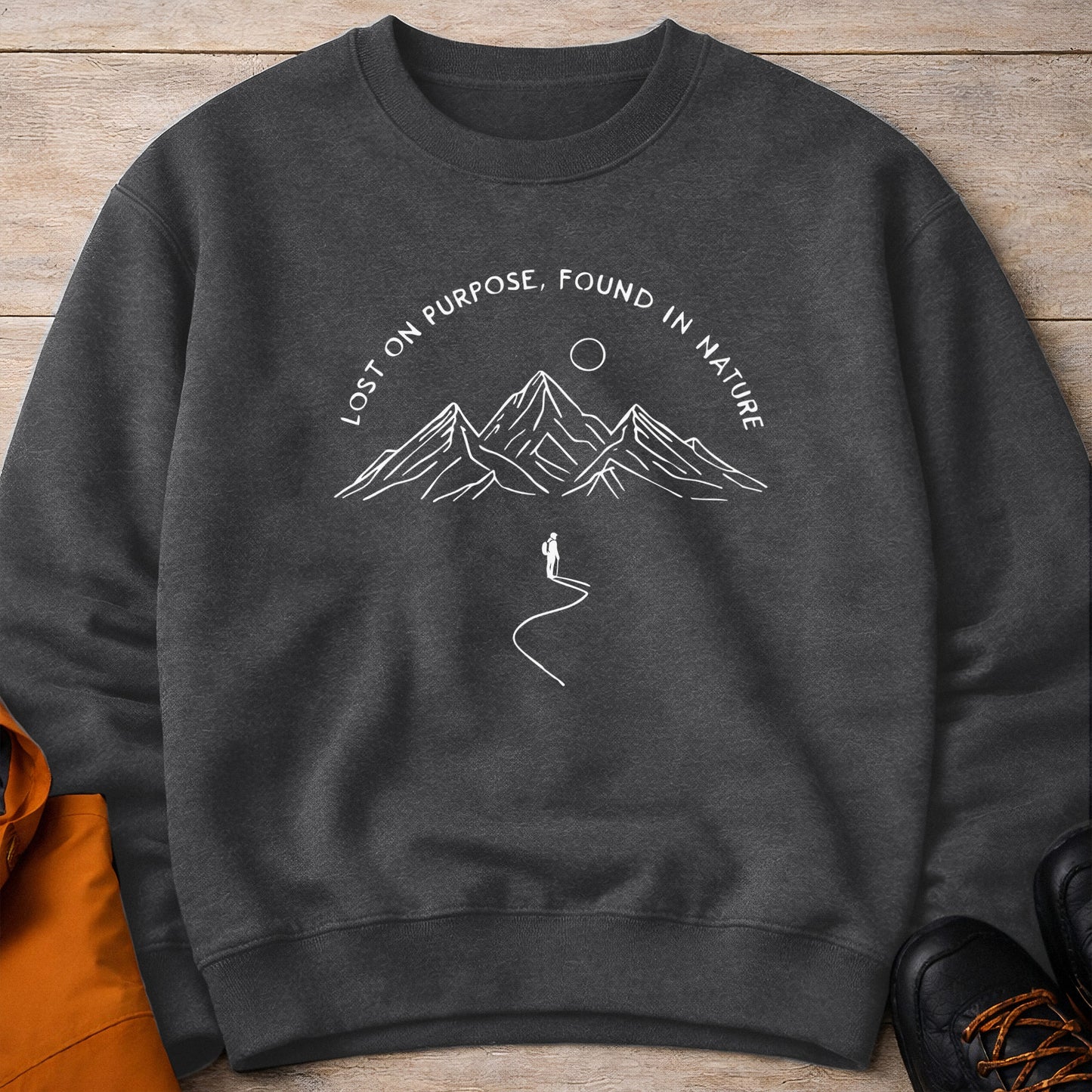 Lost on Purpose Crewneck – Unisex Mountain Sweatshirt