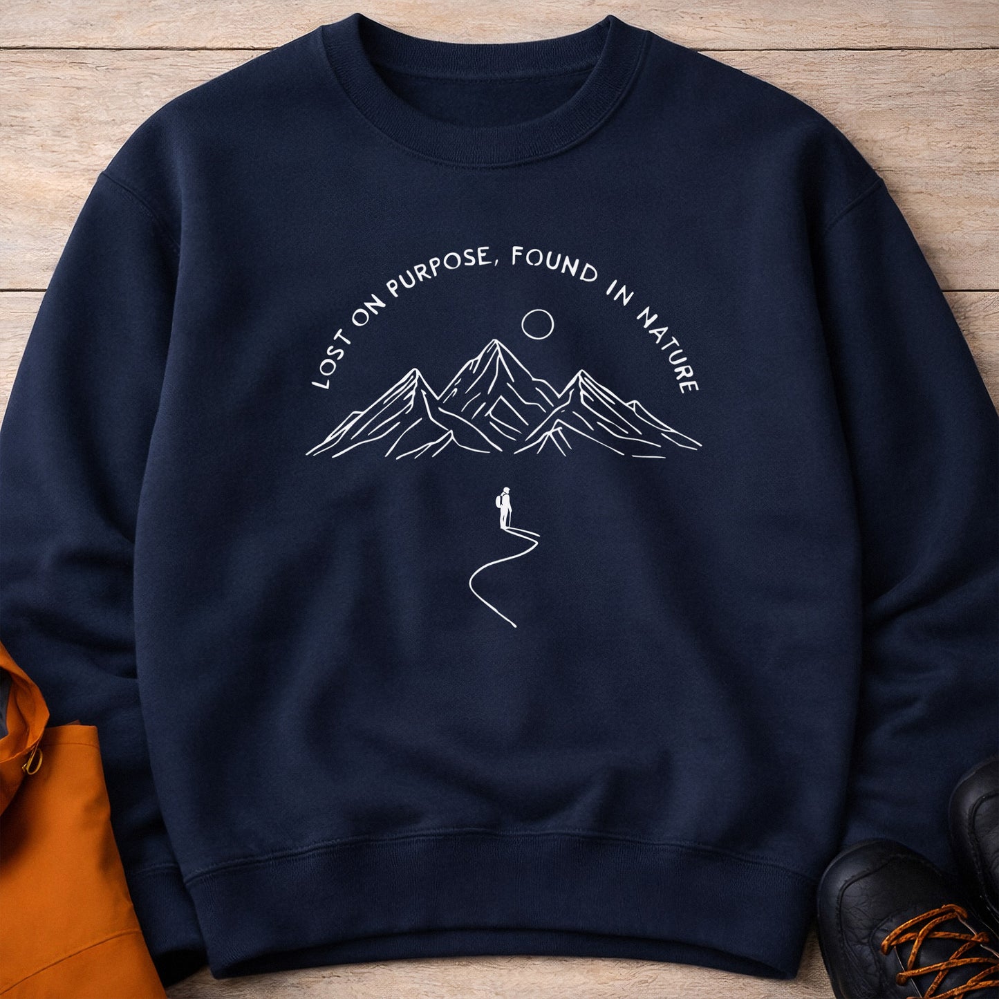 Lost on Purpose Crewneck – Unisex Mountain Sweatshirt