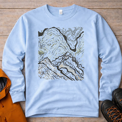Topographic Map Long Sleeve Shirt - Hiking Trail Tee