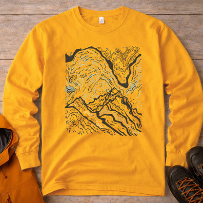 Topographic Map Long Sleeve Shirt - Hiking Trail Tee