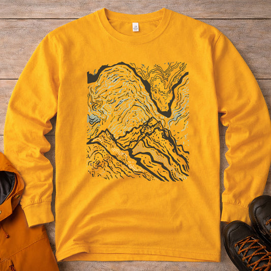 Topographic Map Long Sleeve Shirt - Hiking Trail Tee