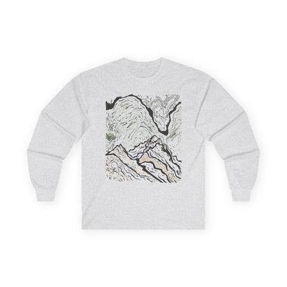 Topographic Map Long Sleeve Shirt - Hiking Trail Tee