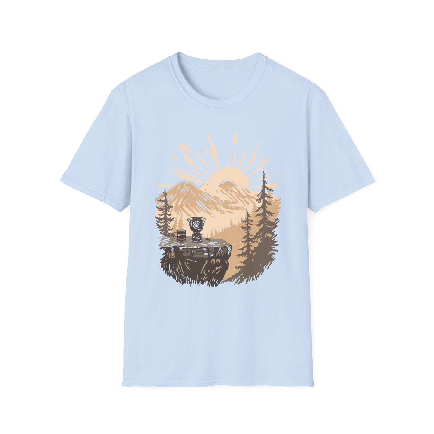 Morning Brew with a View – Sunrise Mountain Coffee T-Shirt