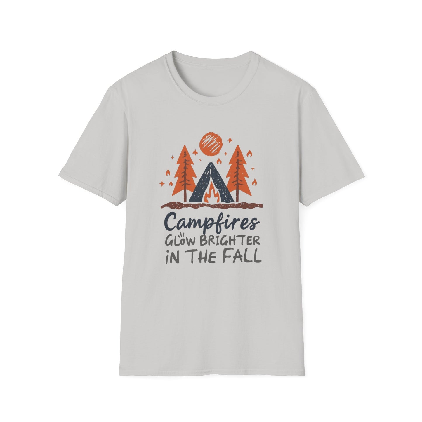 'Campfire glow brighter in the fall' Camping T-Shirt