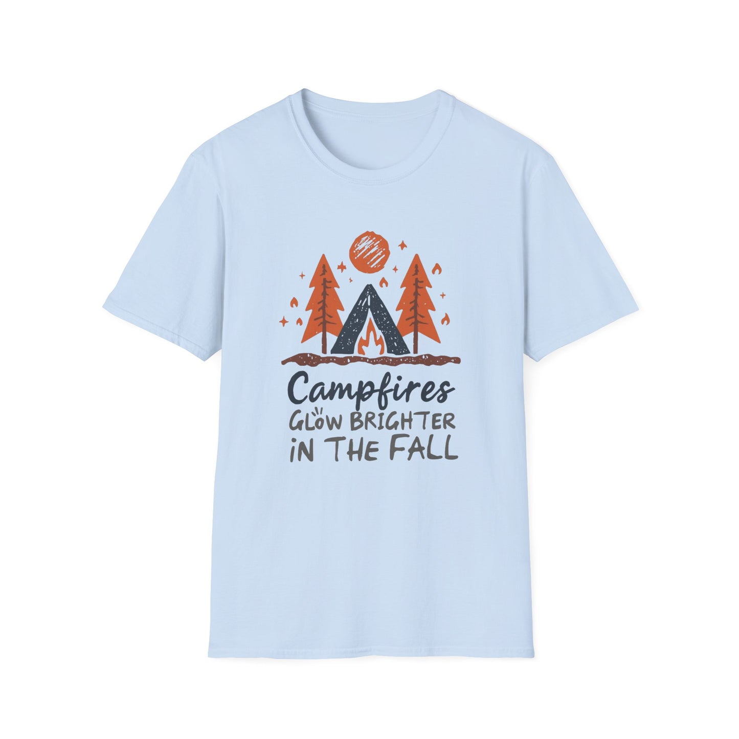 'Campfire glow brighter in the fall' Camping T-Shirt