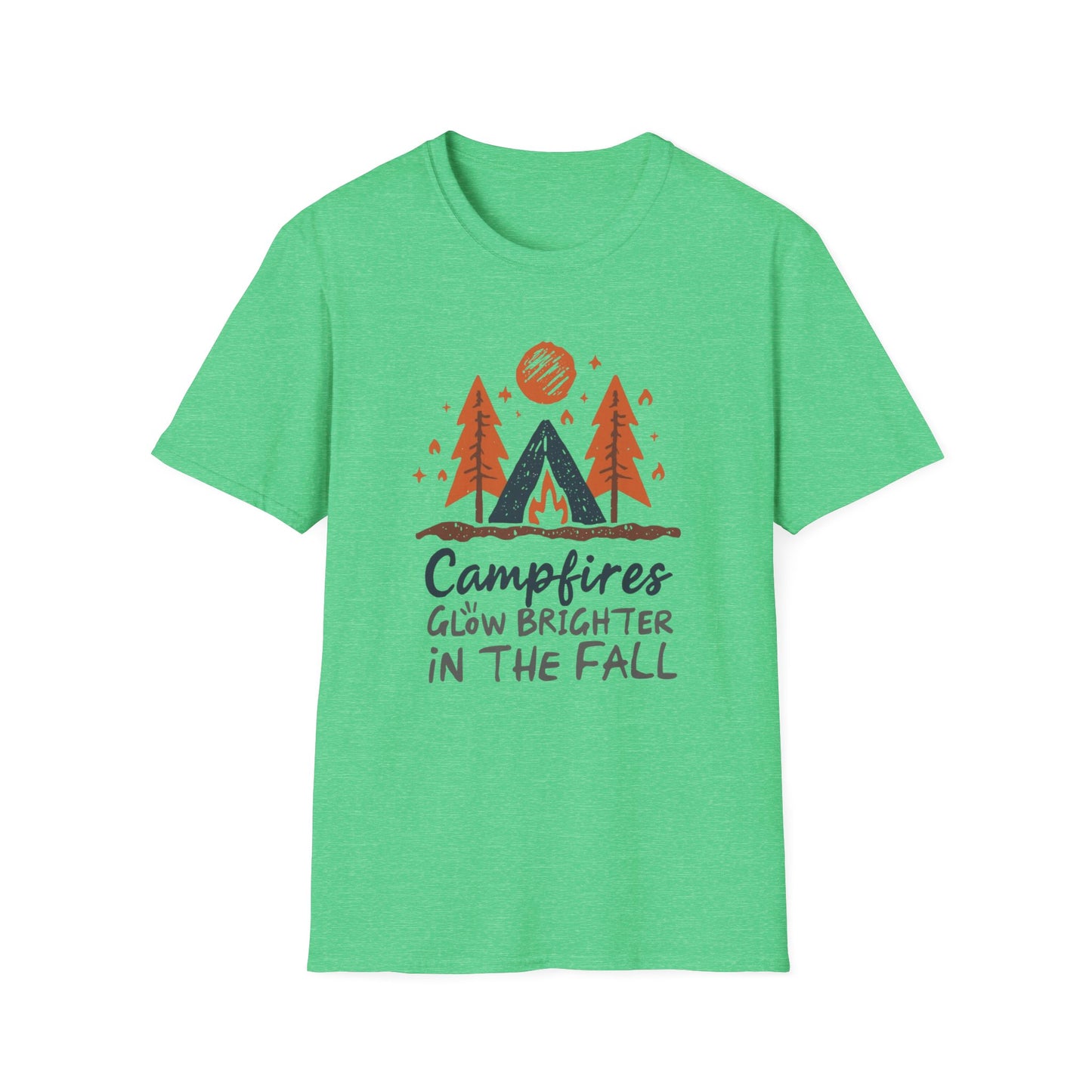 'Campfire glow brighter in the fall' Camping T-Shirt