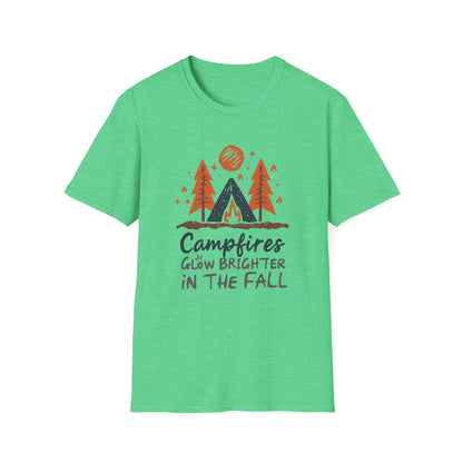 'Campfire glow brighter in the fall' Camping T-Shirt